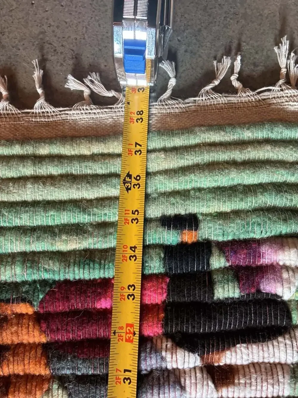 Vintage Handwoven Peruvian Wool Folk Art Wall Tapestry Village Scene